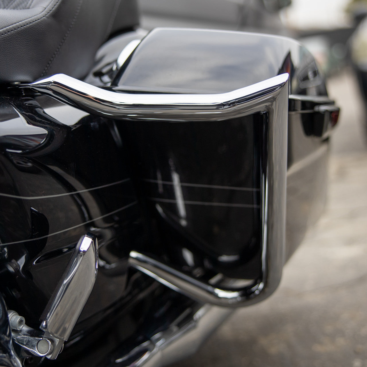 1997-2024 Touring Meathook Bag Guard - Chrome