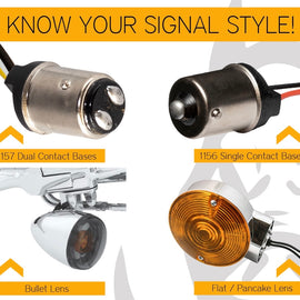 LED REAR Turn Signals for Harley-Davidson® | 1156 Base, Bullet Lens