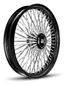 All Black Rim Black Hub CHROME SPOKES / CHROME NIPPLES Twisted Spokes