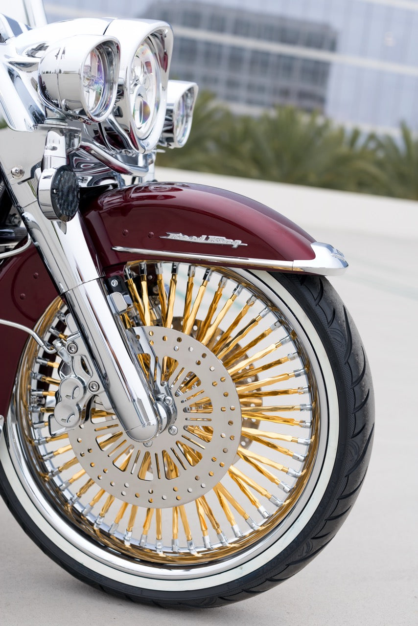 Touring Chrome Smooth Lip with Gold Plated Twisted Spokes