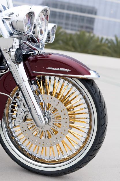Touring Chrome Smooth Lip with Gold Plated Twisted Spokes